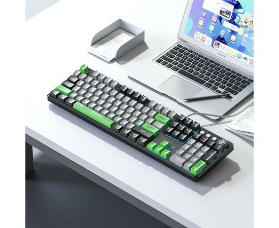 Клавиатура Aula F2088 PRO Plus 9 Green Keys KRGD Blue USB UA Black/Gray (6948391234892), изображение 3 Клавиатура Aula F2088 PRO Plus 9 Green Keys KRGD Blue USB UA Black/Gray (6948391234892), изображение 3