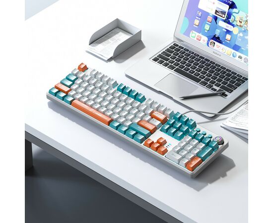 Клавиатура Aula F2088 PRO Plus 9 Orange Keys KRGD Blue USB UA White/Blue (6948391234908), изображение 6 Клавиатура Aula F2088 PRO Plus 9 Orange Keys KRGD Blue USB UA White/Blue (6948391234908), изображение 6