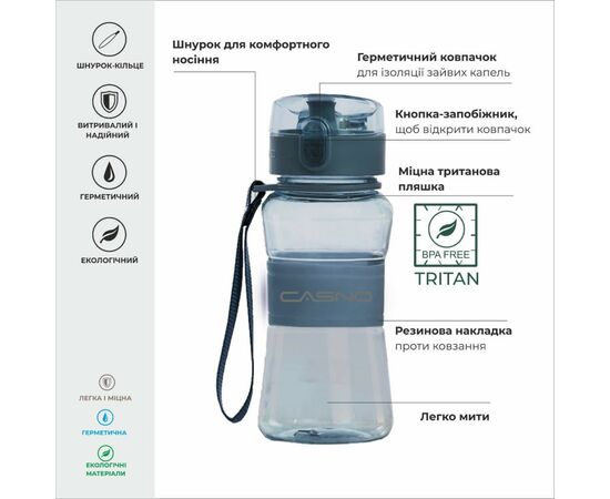 Бутылка для воды Casno 400 мл KXN-1104 Tritan Синя (KXN-1104_Blue_Tritan), изображение 5 Бутылка для воды Casno 400 мл KXN-1104 Tritan Синя (KXN-1104_Blue_Tritan), изображение 5