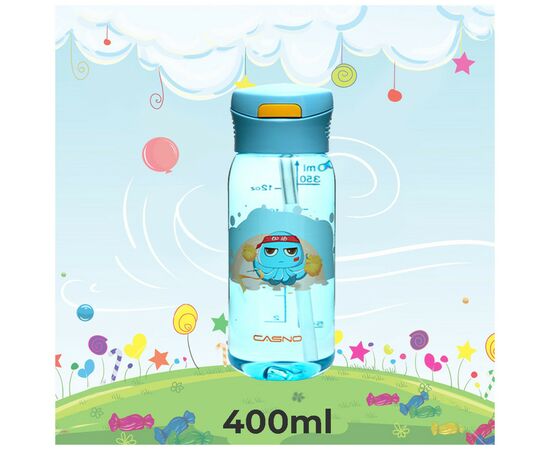 Бутылка для воды Casno 400 мл KXN-1195 Синя восьминіг з соломинкою (KXN-1195_Blue), изображение 2 Бутылка для воды Casno 400 мл KXN-1195 Синя восьминіг з соломинкою (KXN-1195_Blue), изображение 2