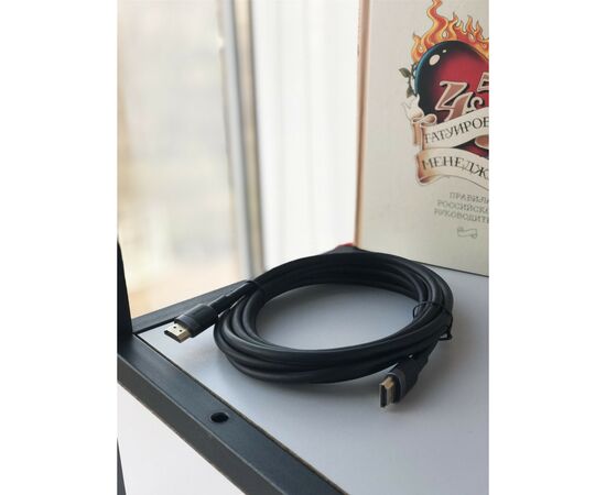 Кабель мультимедийный HDMI to HDMI 5.0m V2.0 Baseus (CADKLF-H01), изображение 2 Кабель мультимедийный HDMI to HDMI 5.0m V2.0 Baseus (CADKLF-H01), изображение 2