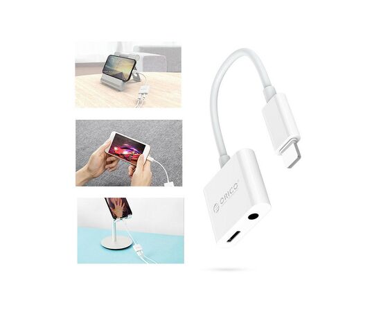 Переходник Lightning to 3.5mm/Lightning 2LT-WH-BP Orico (CA912797), изображение 4 Переходник Lightning to 3.5mm/Lightning 2LT-WH-BP Orico (CA912797), изображение 4