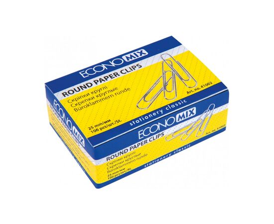 Скріпки канцелярські Economix 25 мм кругла, 100шт (E41002)