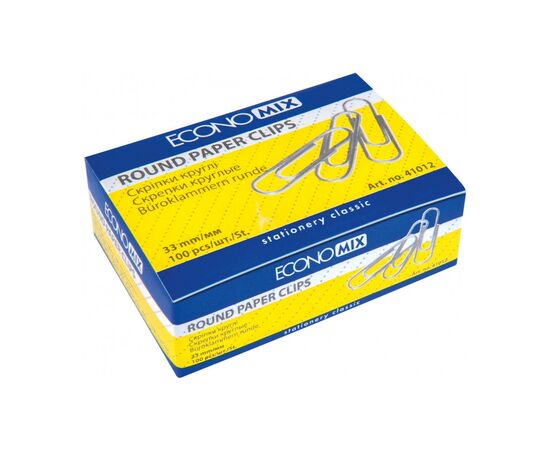 Скріпки канцелярські Economix 33 мм кругла, 100шт (E41012)