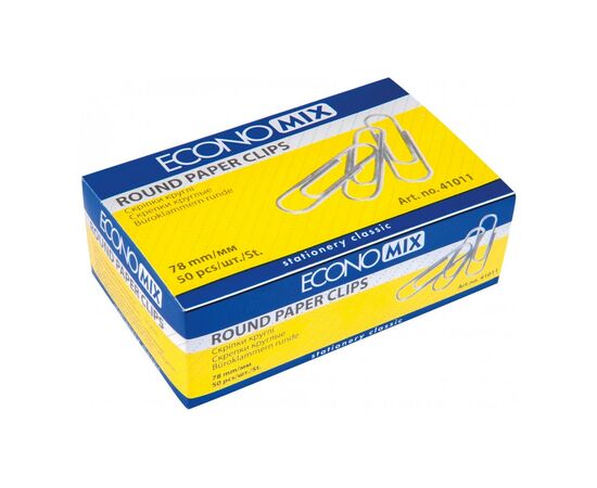 Скріпки канцелярські Economix 78 мм кругла, з насічкою , 50шт (E41011)
