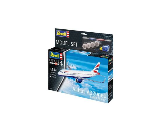 Сборная модель Revell набор Самолет Airbus A320 British Airways уровень 4 , 1:144 (RVL-63840)