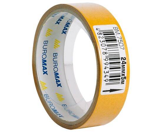 Скотч Buromax двосторонній на поліпропіленовій основі 24 мм х 5 м (BM.7507), зображення 2 Скотч Buromax двосторонній на поліпропіленовій основі 24 мм х 5 м (BM.7507), зображення 2