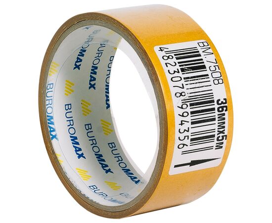 Скотч Buromax двухсторонний на полипропиленовой основе 36 мм х 5 м (BM.7508), изображение 2 Скотч Buromax двухсторонний на полипропиленовой основе 36 мм х 5 м (BM.7508), изображение 2