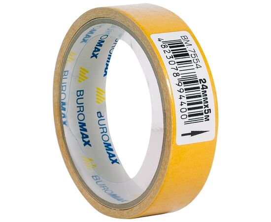 Скотч Buromax двухсторонний на тканевой основе 24 мм х 5 м (BM.7554), изображение 2
