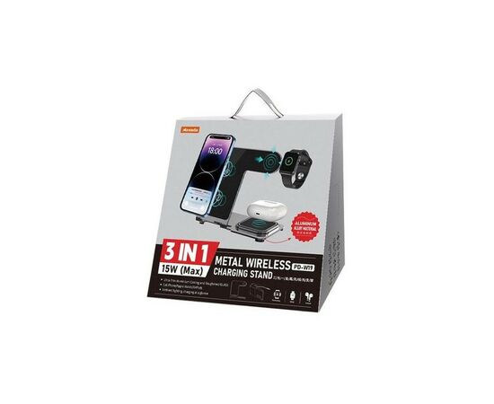 Зарядное устройство Proda Azeada Metal 15W 3 in 1 PD-W19 Black (PD-W19-BK), изображение 5 Зарядное устройство Proda Azeada Metal 15W 3 in 1 PD-W19 Black (PD-W19-BK), изображение 5