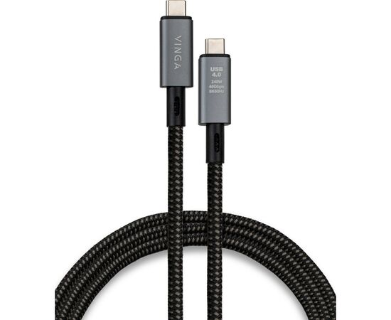 Дата кабель USB4 Type-C to Type-C 0.8m 240W 40GBps 8K60Hz Nylon Vinga (VCPDCU4)