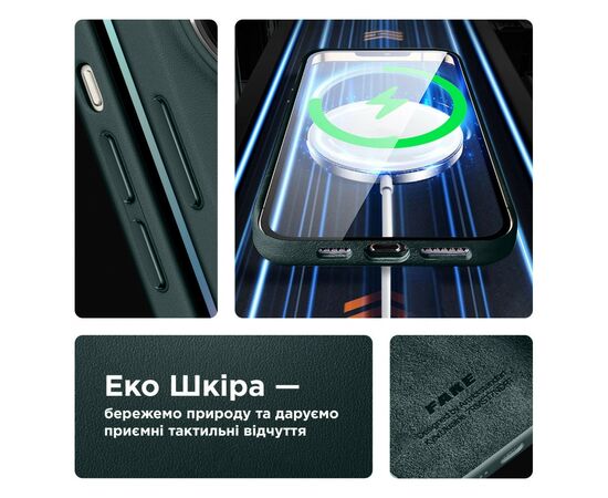 Чохол до мобільного телефона Armorstandart FAKE Leather Case Apple iPhone 13 Shirt Green (ARM61409), зображення 3 Чохол до мобільного телефона Armorstandart FAKE Leather Case Apple iPhone 13 Shirt Green (ARM61409), зображення 3