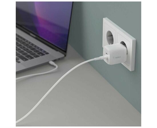 Зарядное устройство Belkin 45W 2хUSB-С GAN PD PPS white (WCH011VFWH), изображение 6 Зарядное устройство Belkin 45W 2хUSB-С GAN PD PPS white (WCH011VFWH), изображение 6