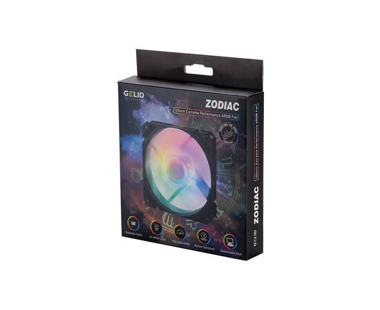 Кулер для корпуса Gelid Solutions Zodiac ARGB 120mm (FN-ZODIAC-01), изображение 4 Кулер для корпуса Gelid Solutions Zodiac ARGB 120mm (FN-ZODIAC-01), изображение 4
