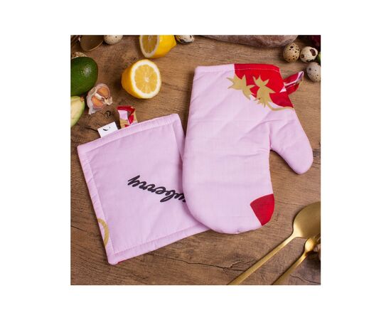 Кухонна прихватка MirSon Набір №7008 бязь прихватка 17х17 см + рукавичка-прихватка 27х17 см (2200006772750), зображення 2 Кухонна прихватка MirSon Набір №7008 бязь прихватка 17х17 см + рукавичка-прихватка 27х17 см (2200006772750), зображення 2