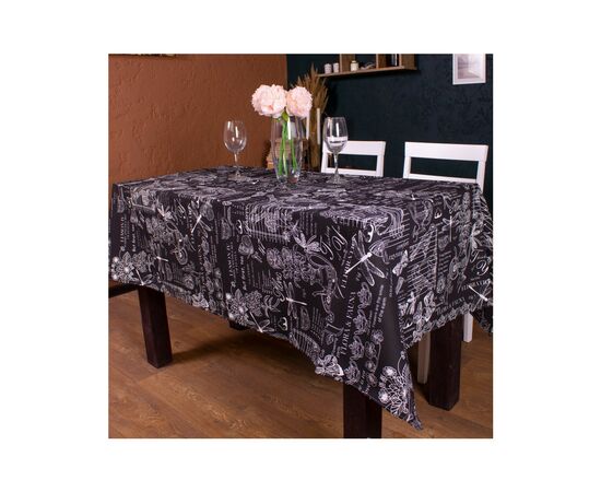 Скатертина MirSon Рогожа №216 Black Flowers 130x180 см (2200006738459)