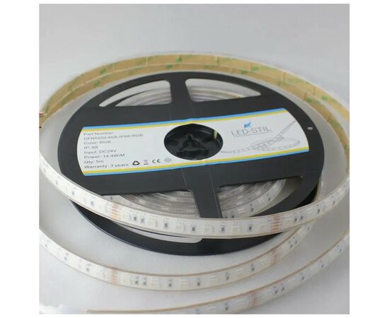 Світлодіодна стрічка LED-STIL RGB, 14,4 Вт/м, 5050, 60 діодів, IP68, 24V, 180 lm, кольорова (DFN5050-60A-IP68-RGB-24V)
