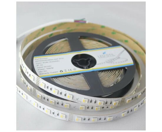 Світлодіодна стрічка LED-STIL RGB+W 4000К 18 Вт/м 5050 60 діодів IP33 24 Вольта 180 lm кольорова (DFP5050RGBW4-60P-IP33-24V)