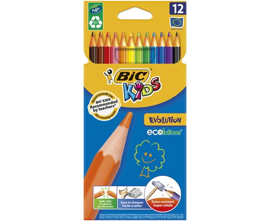 Олівці кольорові Bic Kids Evolution 12 шт (bc82902912)