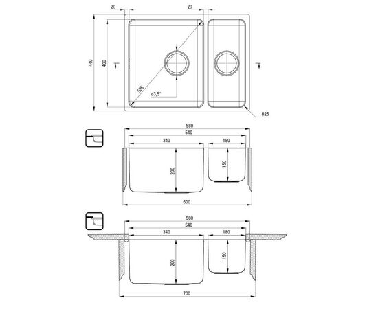 Мойка кухонная Deante Egeria (ZPE 050C), изображение 7 Мойка кухонная Deante Egeria (ZPE 050C), изображение 7