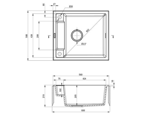 Мийка кухонна Deante Magnetic (ZRM G103), зображення 3 Мийка кухонна Deante Magnetic (ZRM G103), зображення 3