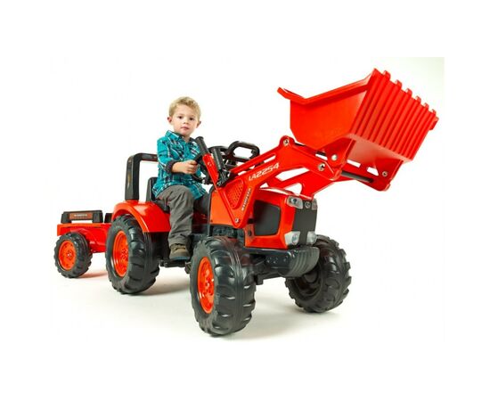 Веломобиль Falk 2060 AM KUBOTA трактор с прицепом и ковшом, красный (2060AM), изображение 4 Веломобиль Falk 2060 AM KUBOTA трактор с прицепом и ковшом, красный (2060AM), изображение 4