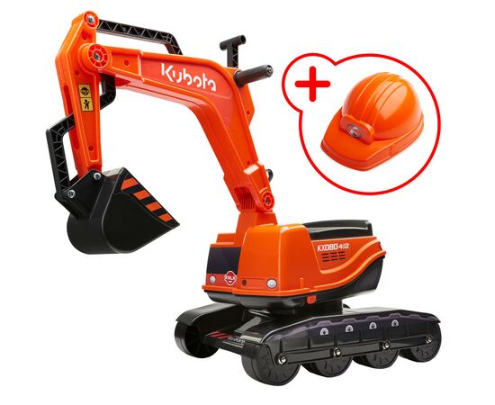 Чудомобиль Falk Kubota экскаватор с шлемом, оранжевый (122)