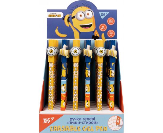 Ручка гелевая Yes пиши-стирай Minions 0,5 мм, синяя в ассортименте (420401), изображение 3