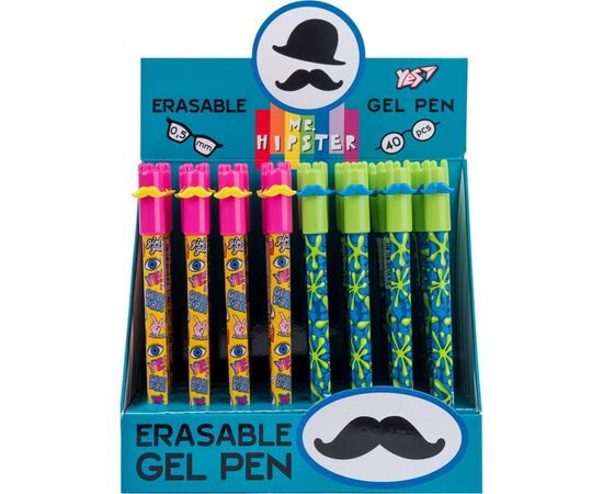 Ручка гелевая Yes пиши-стирай Mister Hipster 0,5 мм, синяя в ассортименте (411919), изображение 3 Ручка гелевая Yes пиши-стирай Mister Hipster 0,5 мм, синяя в ассортименте (411919), изображение 3