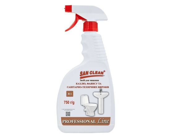Спрей для чистки ванн San Clean Prof Line для чистки кафеля и фаянса 750 г (4820003544143)