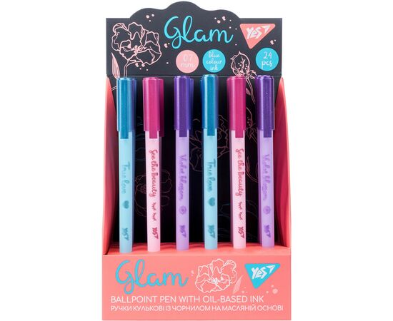 Ручка шариковая Yes Glam 0,7 мм синяя (412014), изображение 4 Ручка шариковая Yes Glam 0,7 мм синяя (412014), изображение 4