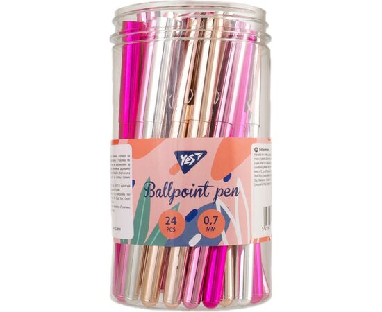 Ручка кулькова Yes Shiny 0,7 мм синя (411945), зображення 4 Ручка кулькова Yes Shiny 0,7 мм синя (411945), зображення 4