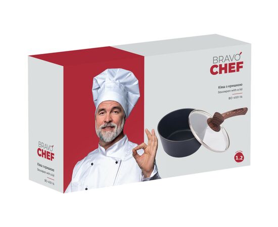 Ковш Bravo Chef класичний 1.2 л з кришкою (BC-4101-16), изображение 5 Ковш Bravo Chef класичний 1.2 л з кришкою (BC-4101-16), изображение 5