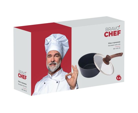 Ковш Bravo Chef класичний 1.6 л з кришкою (BC-4101-18), изображение 5 Ковш Bravo Chef класичний 1.6 л з кришкою (BC-4101-18), изображение 5