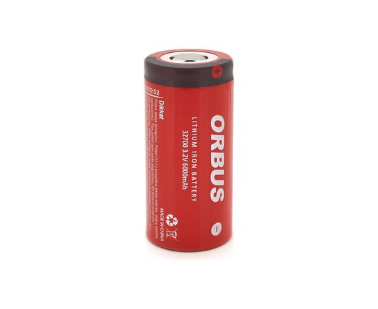 Аккумулятор 32700 LiFEPO4, 6000mAh, 3.2V, RED/GREY Orbus (ORB32700-48G)