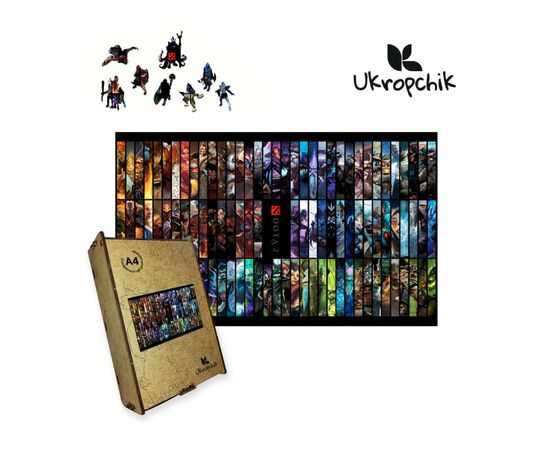 Пазл Ukropchik деревянный DotA А4 в коробке с набором-рамкой (DotA A4)