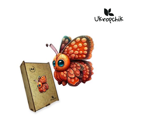 Пазл Ukropchik дерев'яний Зачарований Метелик size - M в коробці з набором-рамкою (Enchanted Butterfly A4)