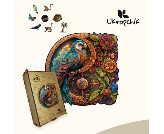 Пазл Ukropchik деревянный попугай в тропиках А3 в коробке с набором-рамкой (Parrot in the Tropics A3), изображение 5 Пазл Ukropchik деревянный попугай в тропиках А3 в коробке с набором-рамкой (Parrot in the Tropics A3), изображение 5