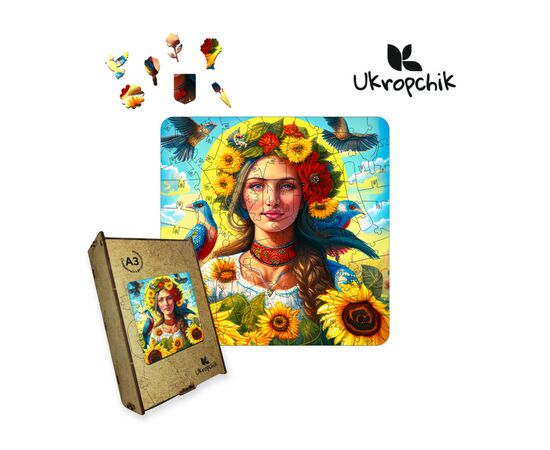 Пазл Ukropchik деревянный Патриотический Муза А3 в коробке с набором-рамкой (Patriotic Muse A3)
