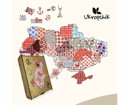 Пазл Ukropchik деревянный Патриотический Украина Вышивка А3 в коробке с набором-рамкой (Patriotic Ukraine Embroidery A3), зображення 5 Пазл Ukropchik деревянный Патриотический Украина Вышивка А3 в коробке с набором-рамкой (Patriotic Ukraine Embroidery A3), зображення 5