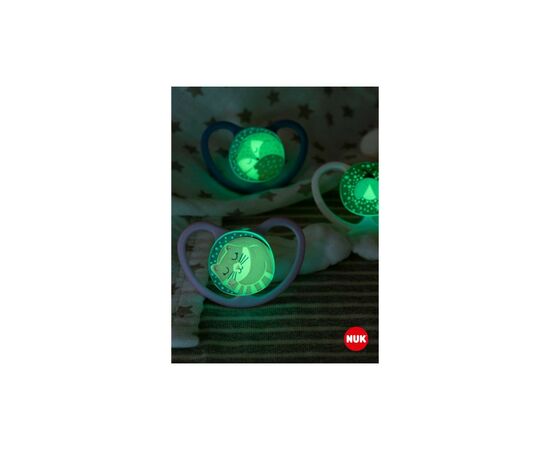Пустышка Nuk Space night Силіконова Розмір 1, синій і сірий 2 шт (3952410), изображение 2 Пустышка Nuk Space night Силіконова Розмір 1, синій і сірий 2 шт (3952410), изображение 2