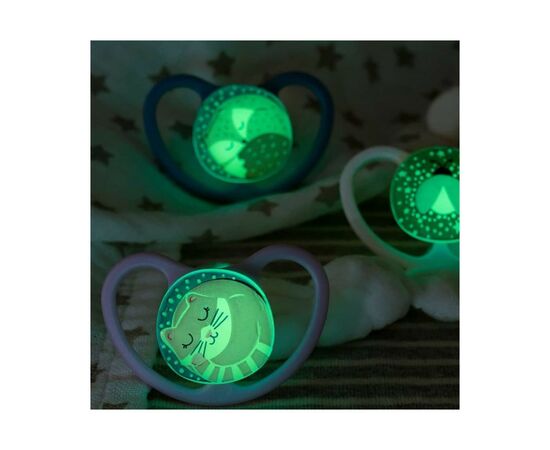 Пустышка Nuk Space night Силіконова Розмір 2, рожевий і сірий 2 шт (3952411), изображение 2