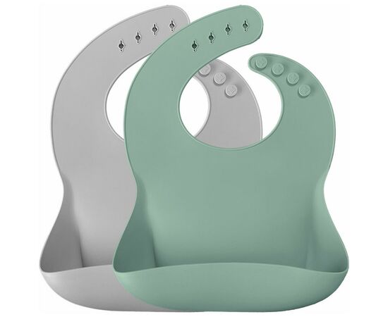 Слинявчик MinikOiOi силіконовий 100% Basics-Bib 2 шт (River Green/Powder Grey) (101020067)