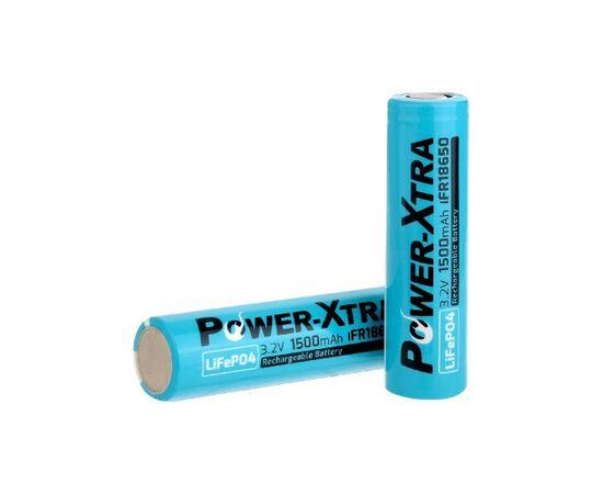Аккумулятор 18650 LiFePO4 1500mAh IFR18650, 3.2V, FlatTop, blue Power-Xtra (PX-IFR18650 / 29743)