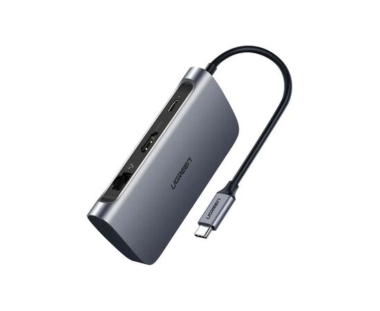 Концентратор Ugreen USB3.0 Type-C to USB 3.0x2/HDMI/RJ45/SD/TF/PD CM212 gray (50852), изображение 2 Концентратор Ugreen USB3.0 Type-C to USB 3.0x2/HDMI/RJ45/SD/TF/PD CM212 gray (50852), изображение 2