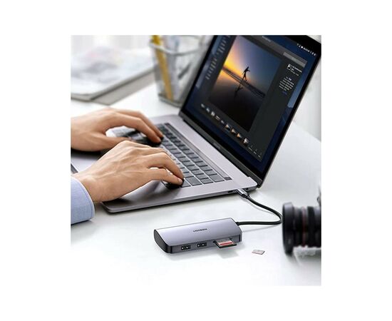 Концентратор Ugreen USB3.0 Type-C to USB 3.0x2/HDMI/RJ45/SD/TF/PD CM212 gray (50852), изображение 8 Концентратор Ugreen USB3.0 Type-C to USB 3.0x2/HDMI/RJ45/SD/TF/PD CM212 gray (50852), изображение 8