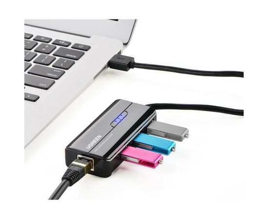 Концентратор Ugreen USB 3.0 Type A to 3xUSB 2.0 + RJ45 1000M Ethernet black (20264), изображение 6 Концентратор Ugreen USB 3.0 Type A to 3xUSB 2.0 + RJ45 1000M Ethernet black (20264), изображение 6