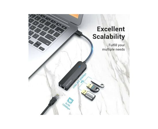 Концентратор Vention USB 2.0 to 3хUSB 2.0 + RJ45 100M Ethernet (CHPBB), изображение 3 Концентратор Vention USB 2.0 to 3хUSB 2.0 + RJ45 100M Ethernet (CHPBB), изображение 3
