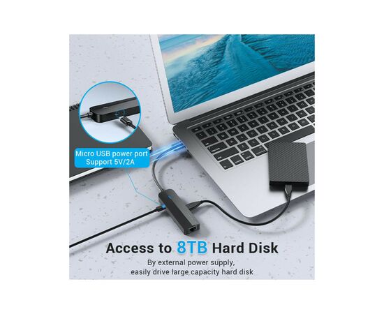 Концентратор Vention USB 2.0 to 3хUSB 2.0 + RJ45 100M Ethernet (CHPBB), изображение 4 Концентратор Vention USB 2.0 to 3хUSB 2.0 + RJ45 100M Ethernet (CHPBB), изображение 4