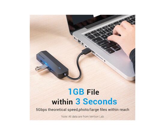 Концентратор Vention USB 3.0 to 3хUSB 3.0/RJ45 Gigabit black (CHNBB), изображение 5 Концентратор Vention USB 3.0 to 3хUSB 3.0/RJ45 Gigabit black (CHNBB), изображение 5